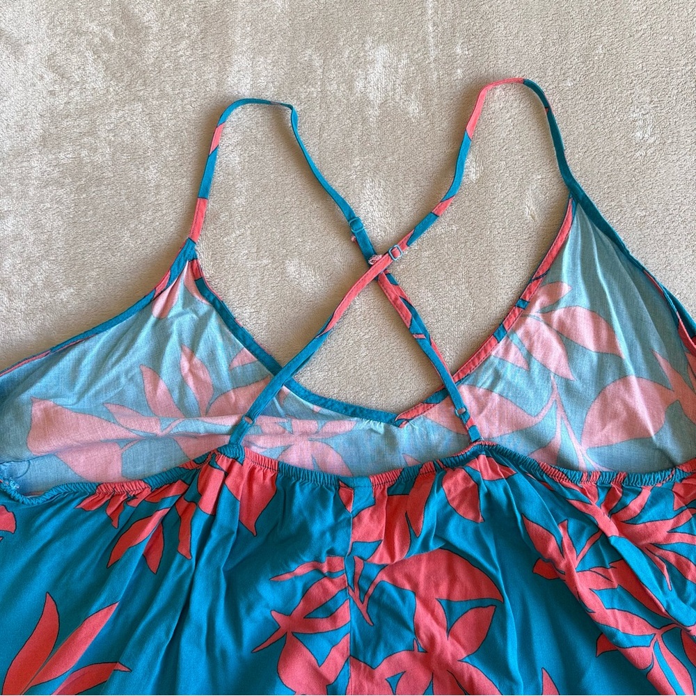 Old Navy Teal and Coral Floral Dress - Picture 5 of 8